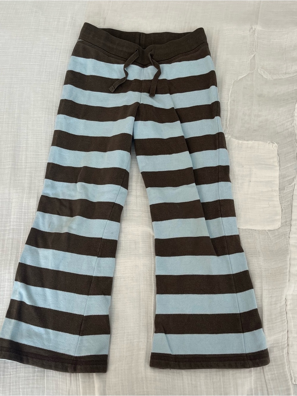 Kids Striped Blue and Brown Fleece Pants